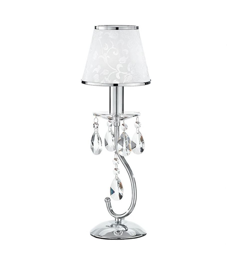 Lume struttura metallo cromo cristalli K9 paralume polivinilico glitter floreale 1XE14 non incl. BOEME Lume struttura metallo cromo cristalli K9 paralume polivinilico glitter floreale 1XE14 non incl. BOEME
